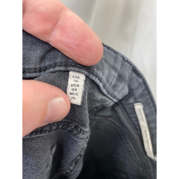 Zara Women's Jean's Black Denim Mid-Rise 5 Pocket Slim Fit Size 4 x 26 - Picture 6 of 6